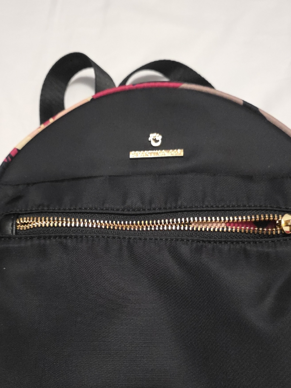 Spartina 449 Black Floral-Trim Mini Backpack - Picture 3 of 14